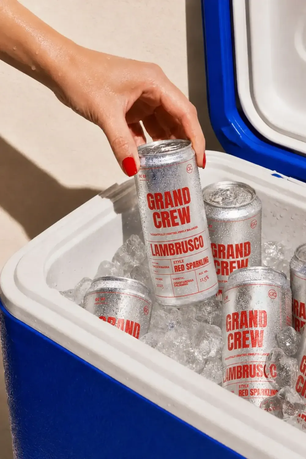 Lambrusco cans in a portable cooler, concept work