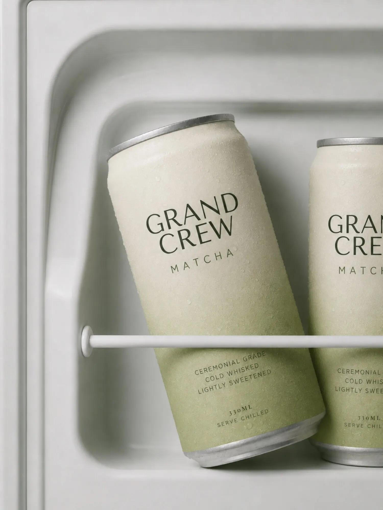 Matcha cans seen in the cold box